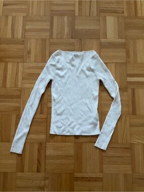 Abercrombie & Fitch - Women's Ribbed Long-Sleeve Top in Ivory - XS